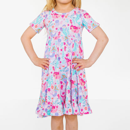 Mermaid Cove Twirl Dress with Biker Shorts